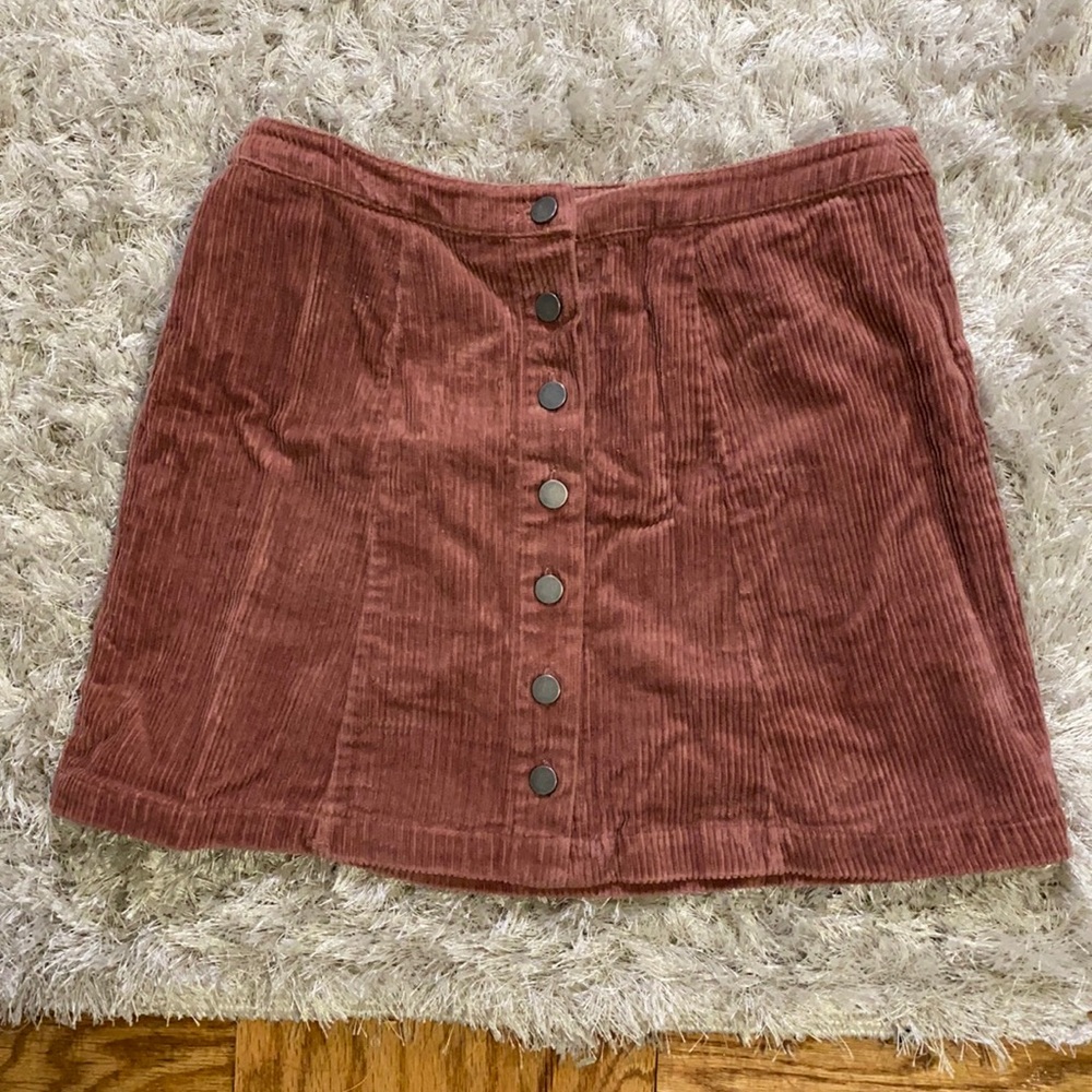 Pink corduroy mini skirt